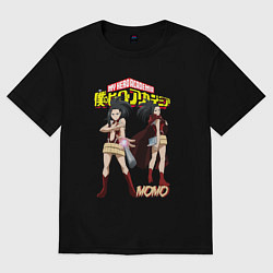 Футболка оверсайз женская Моя геройская академия Момо, цвет: черный