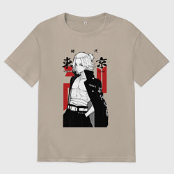 Футболка оверсайз женская Токийские мстители Мандзиро, цвет: миндальный