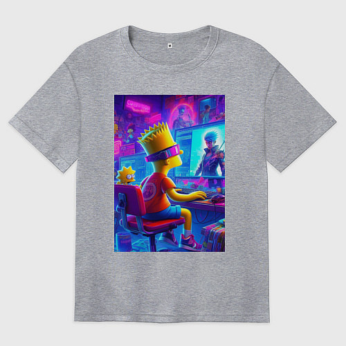 Женская футболка оверсайз Барт и Мэгги выбирают персонажа / Меланж – фото 1