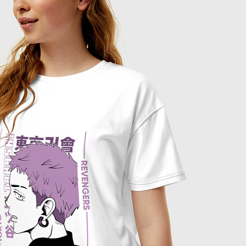 Женская футболка оверсайз Токийские мстители Такаши Мицуя / Белый – фото 3