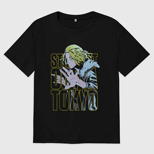 Женская футболка оверсайз Токийские мстители Мандзиро Сано неон / Черный – фото 1