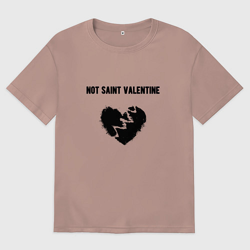 Женская футболка оверсайз Not saint valentine / Пыльно-розовый – фото 1