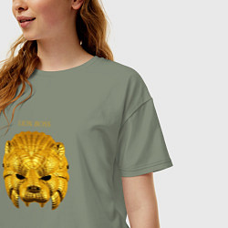 Футболка оверсайз женская Маска золотого льва из игры в кальмара, цвет: авокадо — фото 2