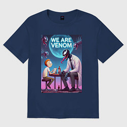 Футболка оверсайз женская Беседа Морти с Риком-Веномом - нейроарт фантазия, цвет: тёмно-синий