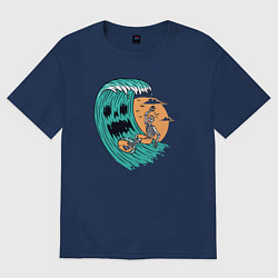 Футболка оверсайз женская Skeletor surfer, цвет: тёмно-синий