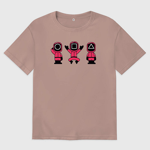 Женская футболка оверсайз Надзиратели игры в кальмара / Пыльно-розовый – фото 1