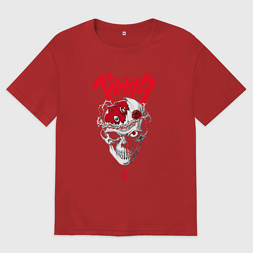 Женская футболка оверсайз Берсерк Гатс череп / Красный – фото 1