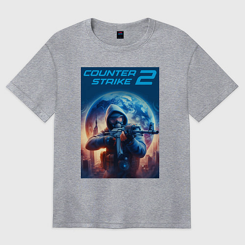 Женская футболка оверсайз Counter Strike 2 - shooter / Меланж – фото 1
