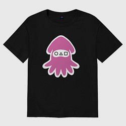 Футболка оверсайз женская Кальмарчик, цвет: черный