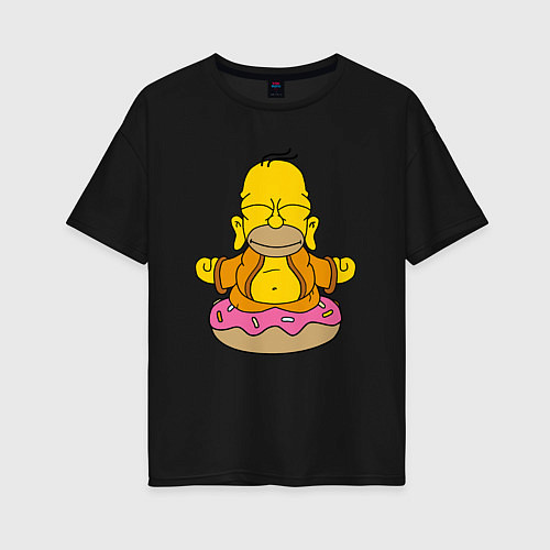 Женская футболка оверсайз Homer yoga / Черный – фото 1