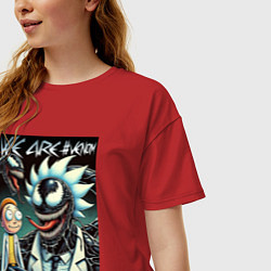 Футболка оверсайз женская Morty and Rick - meme we are Venom, цвет: красный — фото 2