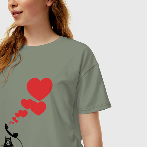 Женская футболка оверсайз Телефон с сердечками / Авокадо – фото 3