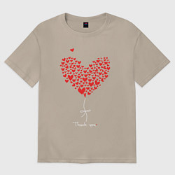 Футболка оверсайз женская Thank you for your love, цвет: миндальный