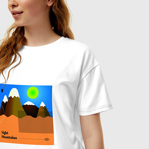 Женская футболка оверсайз Ночные горы / Белый – фото 3