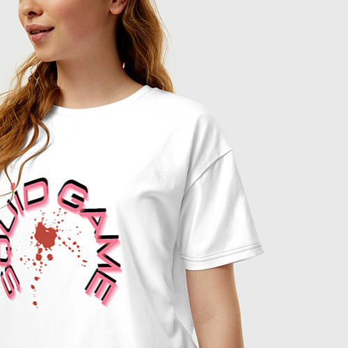 Женская футболка оверсайз Squid game blood / Белый – фото 3
