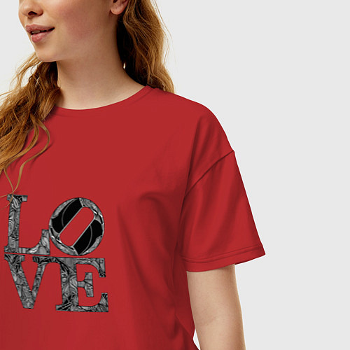 Женская футболка оверсайз L o v e / Красный – фото 3