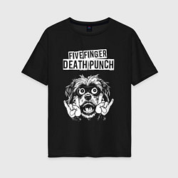 Футболка оверсайз женская Five Finger Death Punch rock dog, цвет: черный