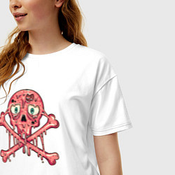 Футболка оверсайз женская Розовый черепок, цвет: белый — фото 2