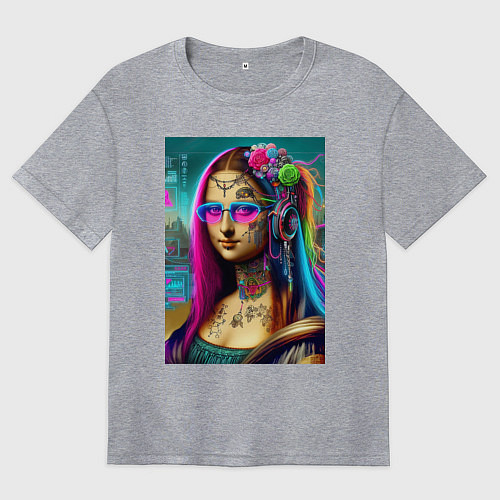 Женская футболка оверсайз The Gioconda of our days is eclectic / Меланж – фото 1