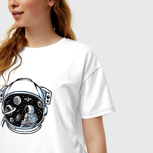 Женская футболка оверсайз В космическом пространстве / Белый – фото 3