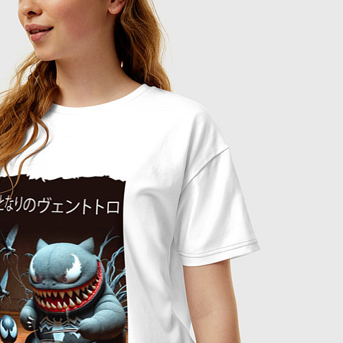 Женская футболка оверсайз Мой сосед Вентоторо - коллаба / Белый – фото 3