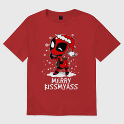 Футболка оверсайз женская Deadpool - merry kiss my ass, цвет: красный