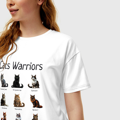 Женская футболка оверсайз Коты воители / Белый – фото 3