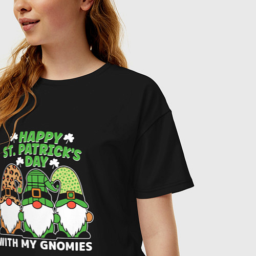 Женская футболка оверсайз Happy St Patricks day - dwarves / Черный – фото 3