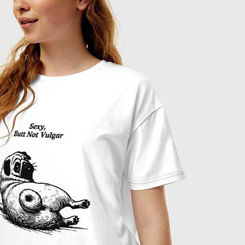 Женская футболка оверсайз Мопс Валентин / Белый – фото 3