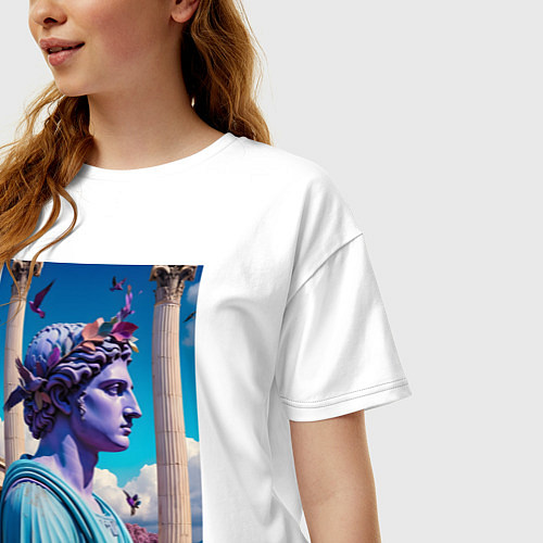 Женская футболка оверсайз Античный герой и архитектура / Белый – фото 3