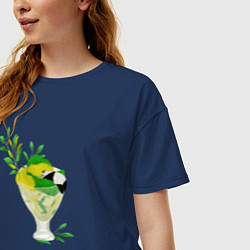 Футболка оверсайз женская Панда и мороженое, цвет: тёмно-синий — фото 2