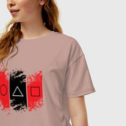 Футболка оверсайз женская Squid game logos, цвет: пыльно-розовый — фото 2