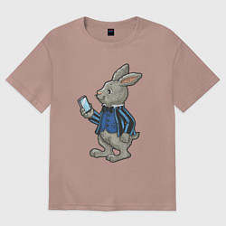 Футболка оверсайз женская Деловой зайчик, цвет: пыльно-розовый