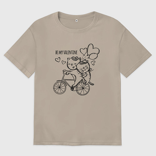 Женская футболка оверсайз Будь моим Валентином / Миндальный – фото 1