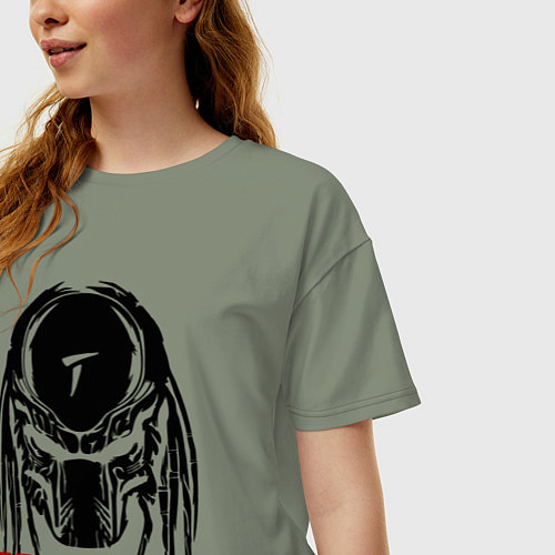 Женская футболка оверсайз Хищник - шлем / Авокадо – фото 3