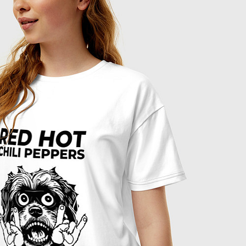 Женская футболка оверсайз Red Hot Chili Peppers - rock dog / Белый – фото 3