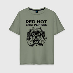 Футболка оверсайз женская Red Hot Chili Peppers - rock dog, цвет: авокадо