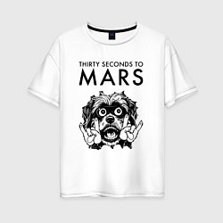 Футболка оверсайз женская Thirty Seconds to Mars - rock dog, цвет: белый