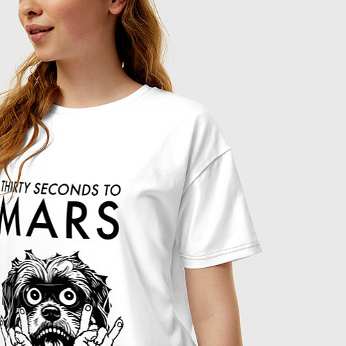 Женская футболка оверсайз Thirty Seconds to Mars - rock dog / Белый – фото 3