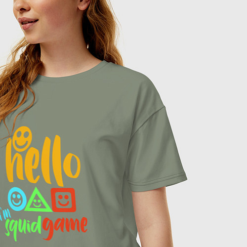 Женская футболка оверсайз Hello squid game / Авокадо – фото 3