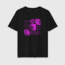 Футболка оверсайз женская Кошки-девушки и котёнок, цвет: черный