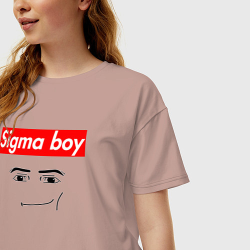 Женская футболка оверсайз Sigma boy roblox face - gaming meme collab / Пыльно-розовый – фото 3