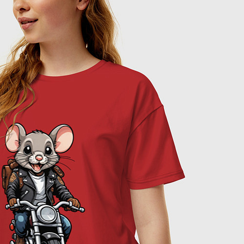 Женская футболка оверсайз Biker mice / Красный – фото 3