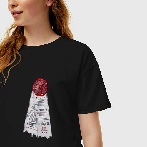 Женская футболка оверсайз Печать космодесантника / Черный – фото 3