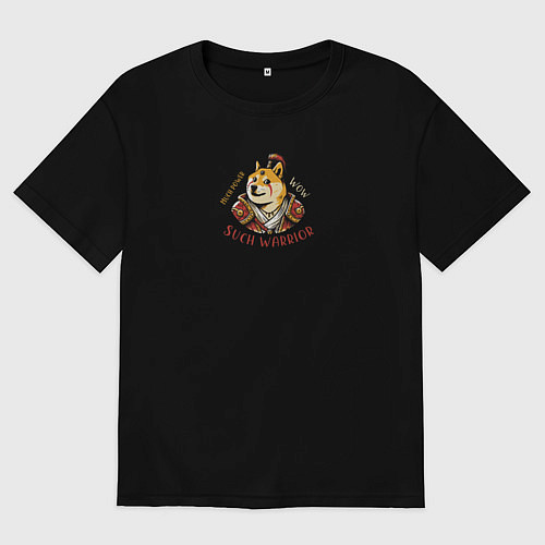 Женская футболка оверсайз Сиба ину воин варвар / Черный – фото 1