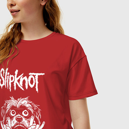 Женская футболка оверсайз Slipknot rock dog / Красный – фото 3