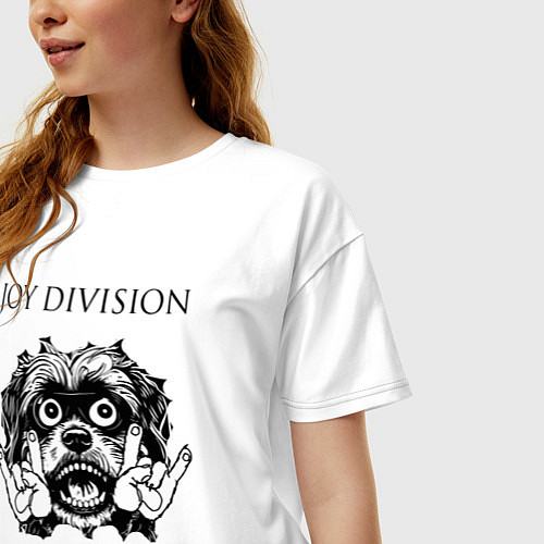 Женская футболка оверсайз Joy Division - rock dog / Белый – фото 3