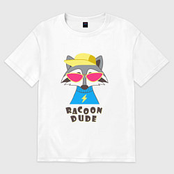 Футболка оверсайз женская Чува енот, цвет: белый