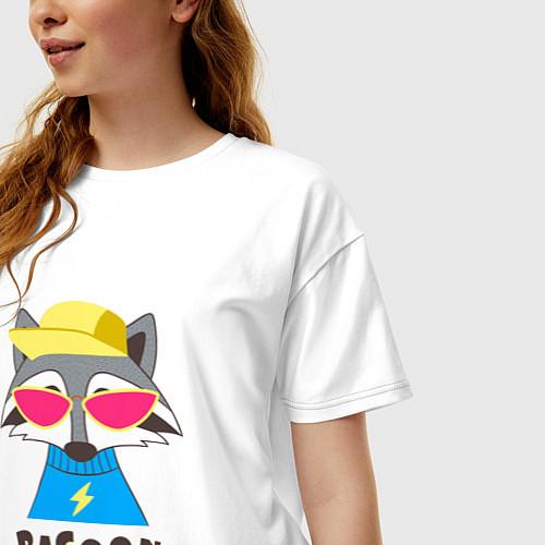 Женская футболка оверсайз Чува енот / Белый – фото 3