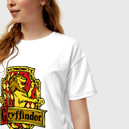 Женская футболка оверсайз Hogwarts - gryffindor logo / Белый – фото 3